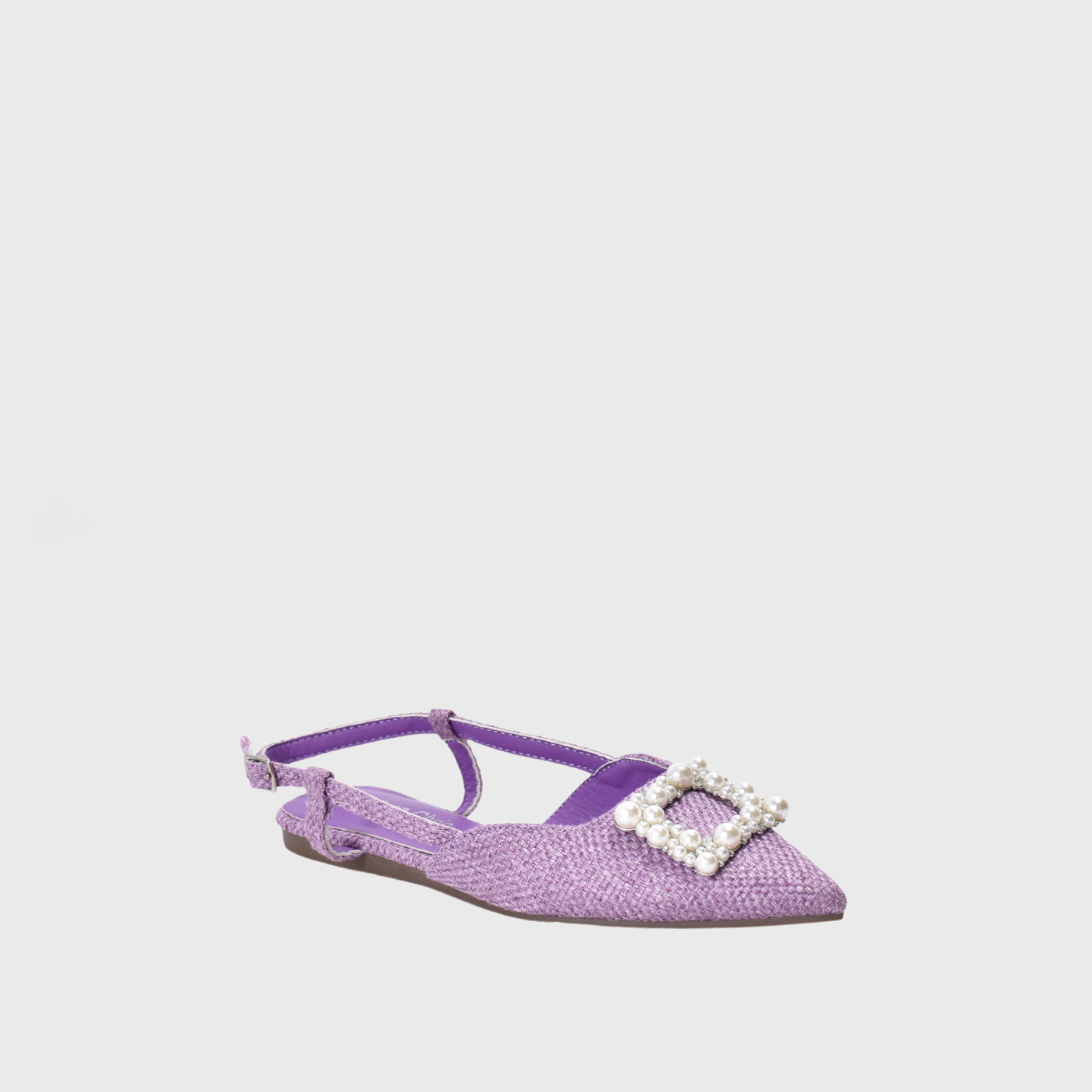 Purple Crochet Flat Sandal with Pearl